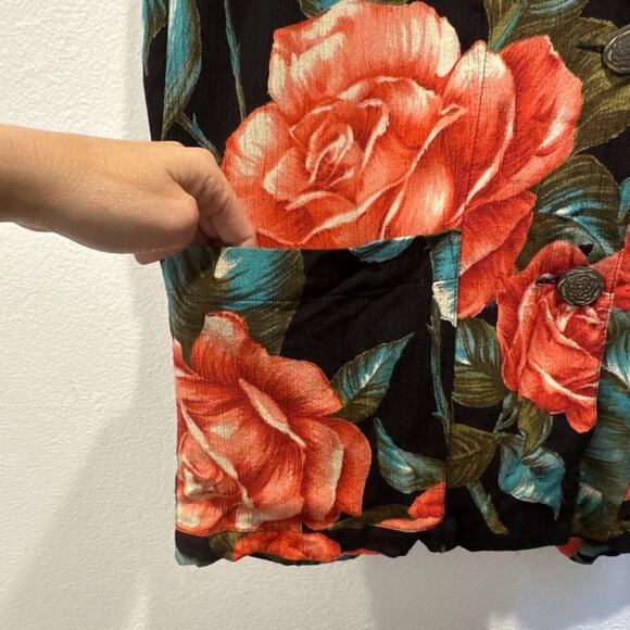 Carole Little St Tropez West Size 12 Mixed Floral Print Two Button Blazer Artsy - Picture 4 of 10